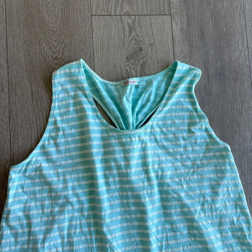 Fresh Produce Womens Blue Racerback Sleeveless Cotton Striped Tank Dress Sz 2XL